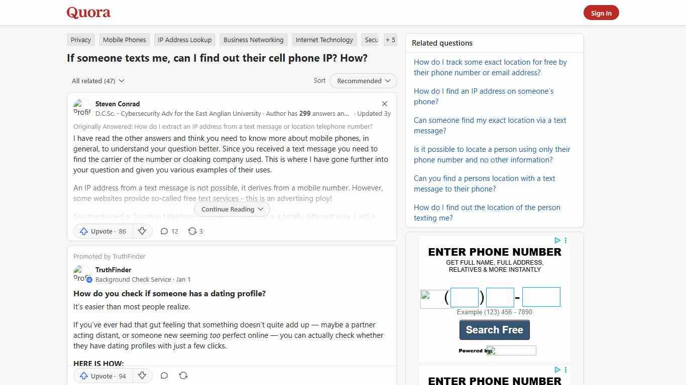 If someone texts me, can I find out their cell phone IP? How? - Quora